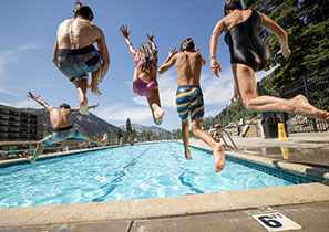 Jumping Into The Cliff Lodge Pool