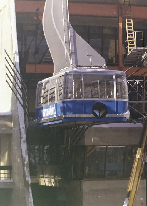 Mobile hero of the trams getting installed at Snowbird