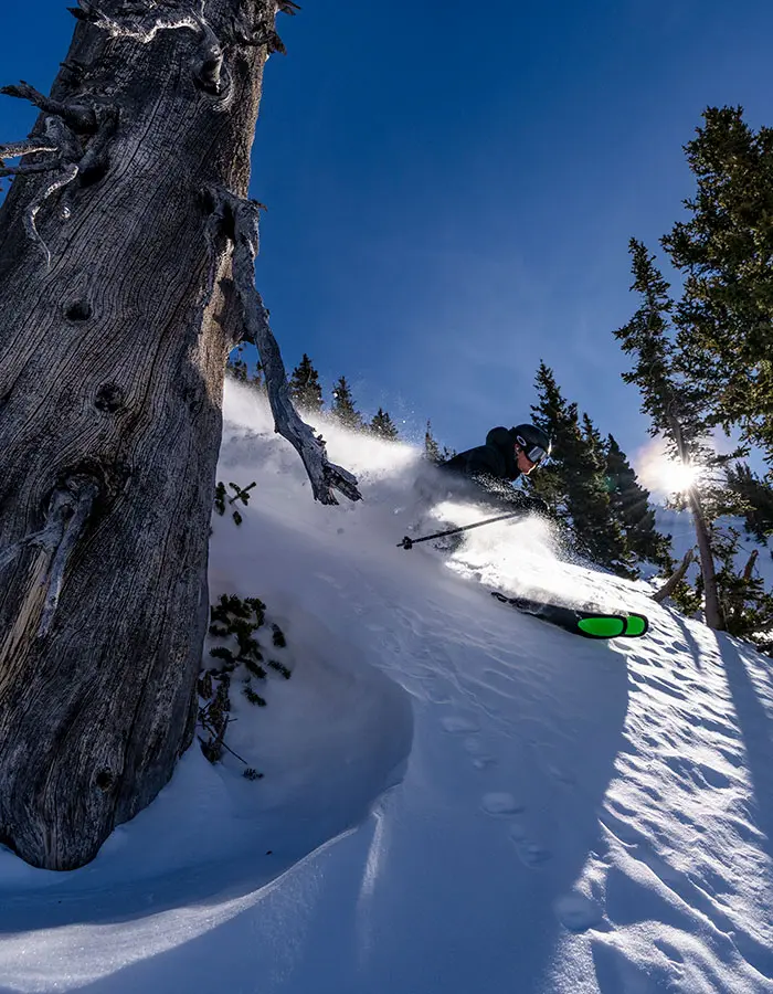 mobile hero of skier on high baldy at Snowbird, which is now open for the season