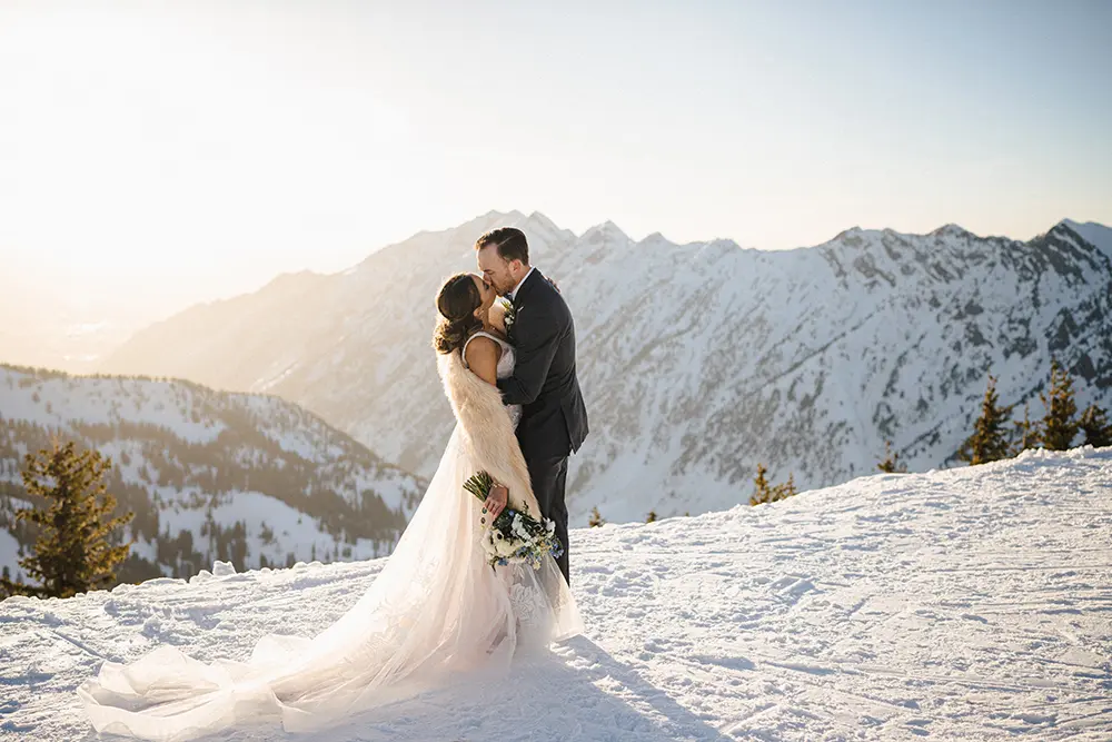 winter wedding at Snowbird at Hidden Peak