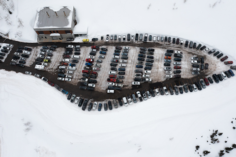 Overview of Parking Lot at Snowbird, a place to park for those with the Mountain Collective ski pass